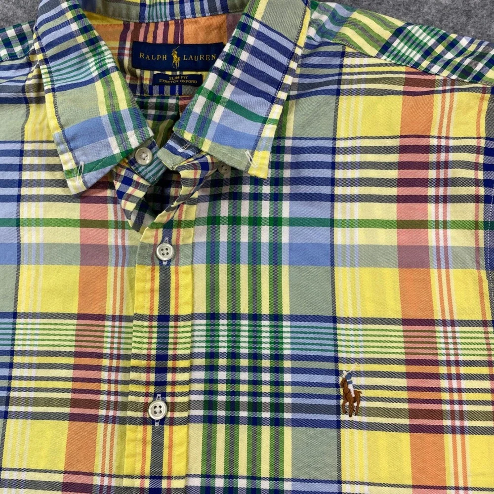 Ralph Lauren Mens Shirt XL Multi-color Plaid Stretch Long Sleeve Slim Fit - Picture 5 of 12